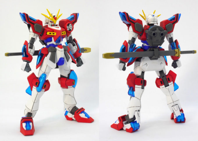 HGBFカミキバーニングガンダムのガンプラレビュー画像です