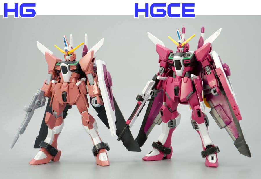 旧HGとHGCEインフィニットジャスティスの違い・比較ガンプラレビュー画像です