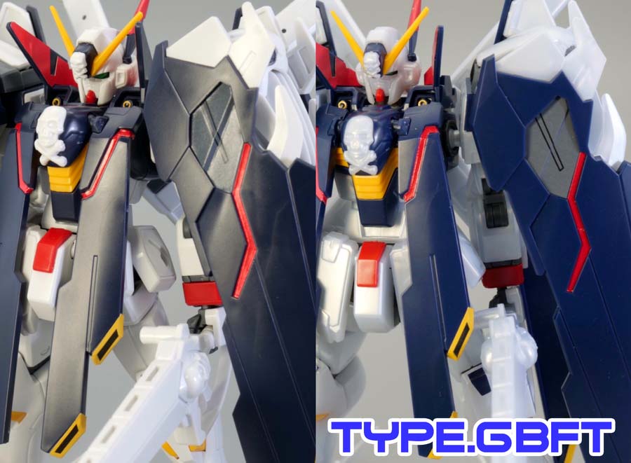 HGクロスボーン・ガンダムX1フルクロスとTYPE.GBFTの比較ガンプラレビュー画像です