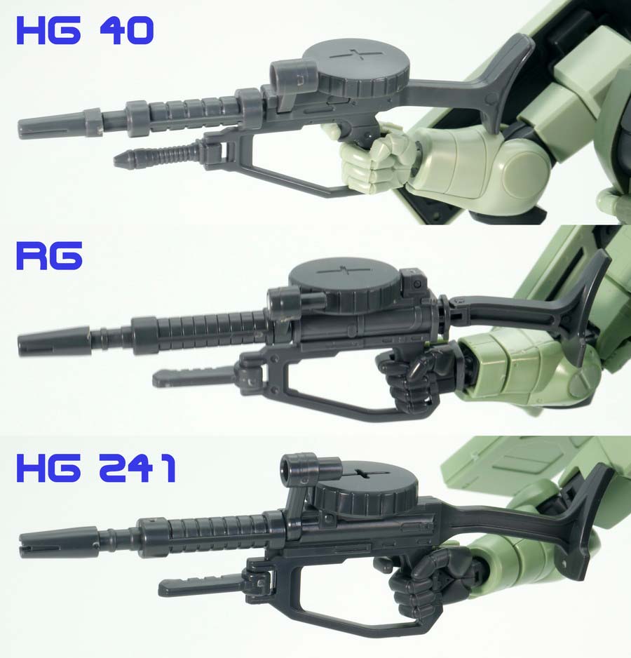 ザクII（量産型ザク）のHGUC40とRGとHGUC241の違い・比較ガンプラ画像です