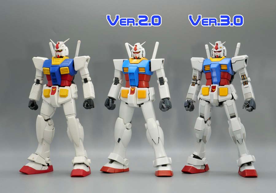 MG RX-78-2ガンダムとVer.2.0とVer.3.0の比較ガンプラレビュー画像です