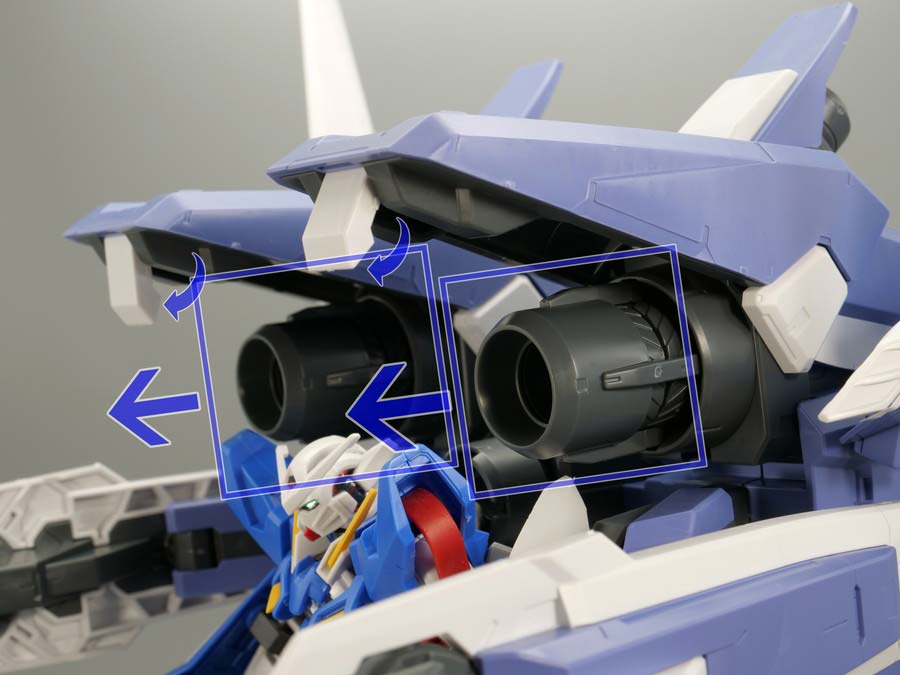 HG GNアームズTYPE-E + ガンダムエクシア（トランザムモード）のガンプラレビュー画像です