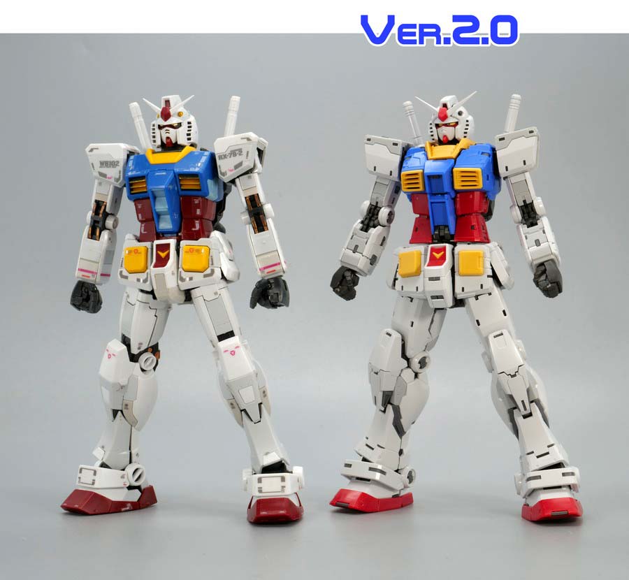 RG RX-78-2 ガンダムとVer.2.0の比較・違いのガンプラ画像です