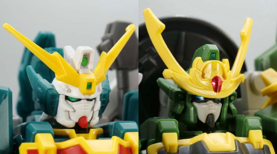 HGACアルトロンガンダムとジーエンアルトロンガンダムの比較ガンプラ画像です