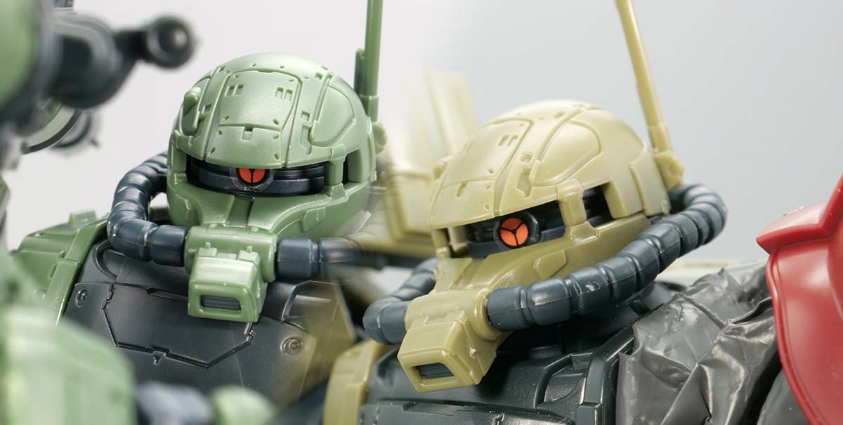 HGザクII F型 ルショーン機＆無識別型ザクII ルショーン機（復讐のレクイエム）のガンプラレビュー画像です