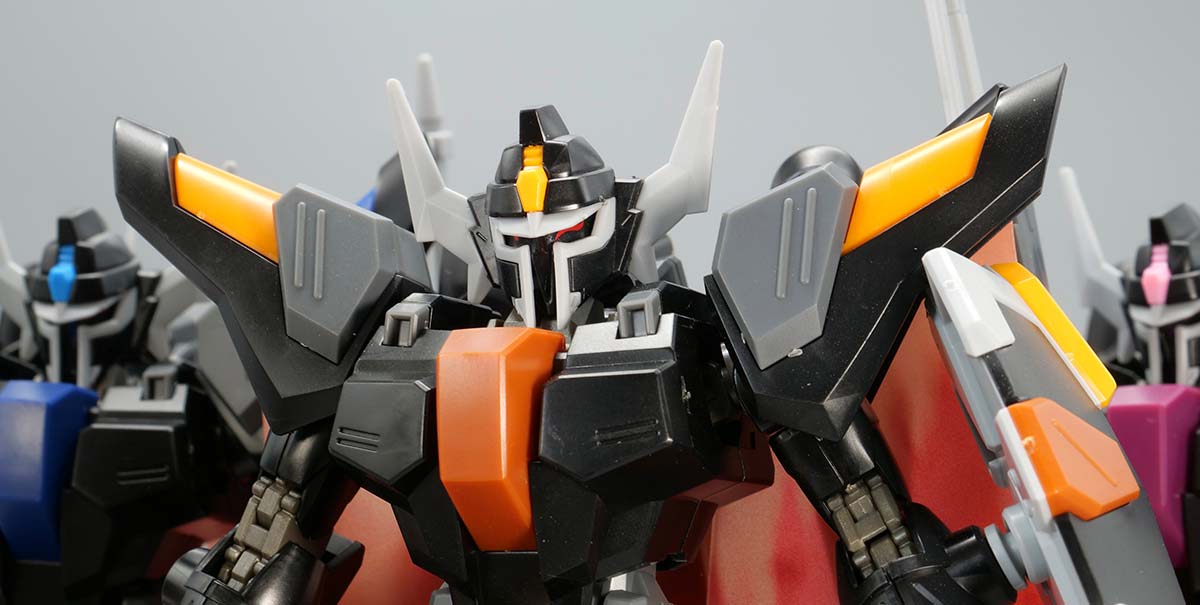 HGブラックナイトスコードルドラ リデラード機&ダニエル機&リュー機 セットのガンプラレビュー画像です