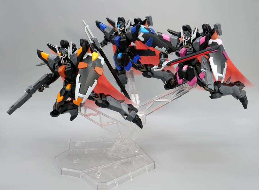 HGブラックナイトスコードルドラ リデラード機&ダニエル機&リュー機 セットのガンプラレビュー画像です