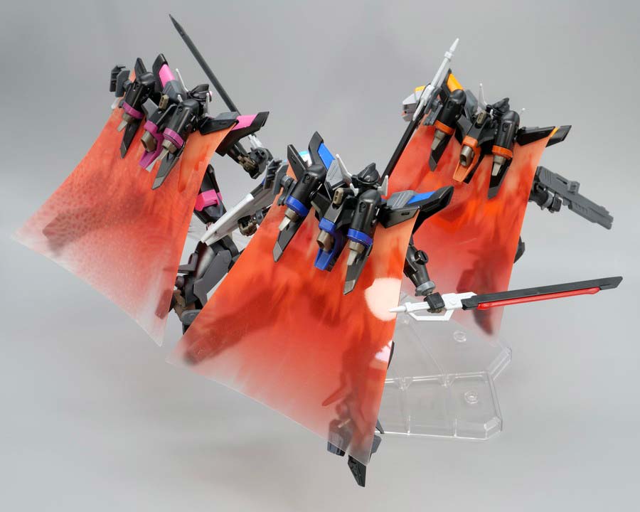 HGブラックナイトスコードルドラ リデラード機&ダニエル機&リュー機 セットのガンプラレビュー画像です
