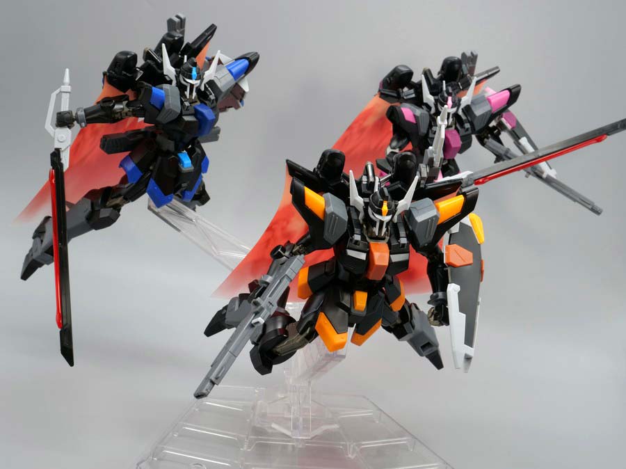 HGブラックナイトスコードルドラ リデラード機&ダニエル機&リュー機 セットのガンプラレビュー画像です