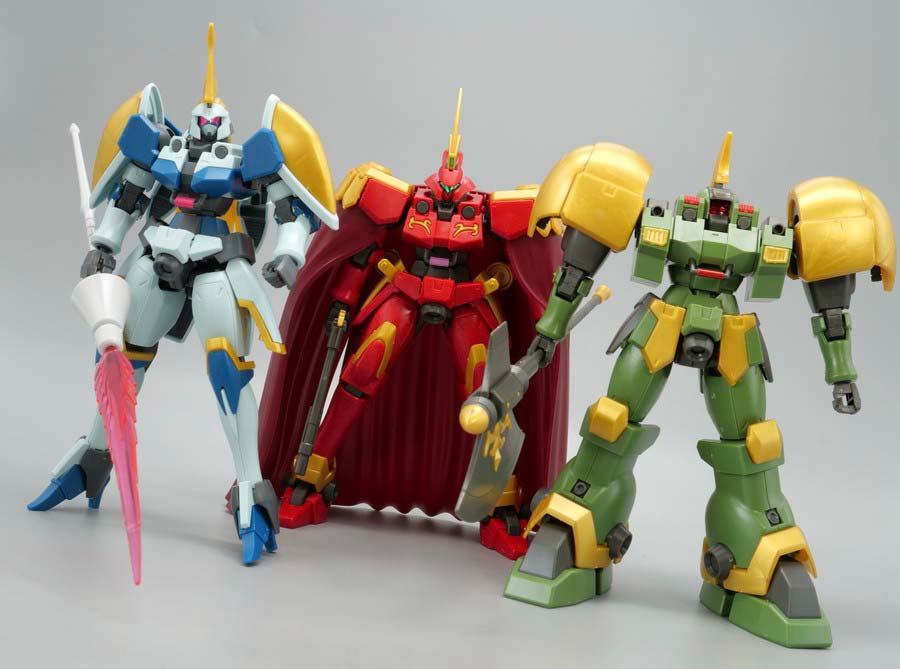 HGレオス、レオール、レオンのガンプラ画像です