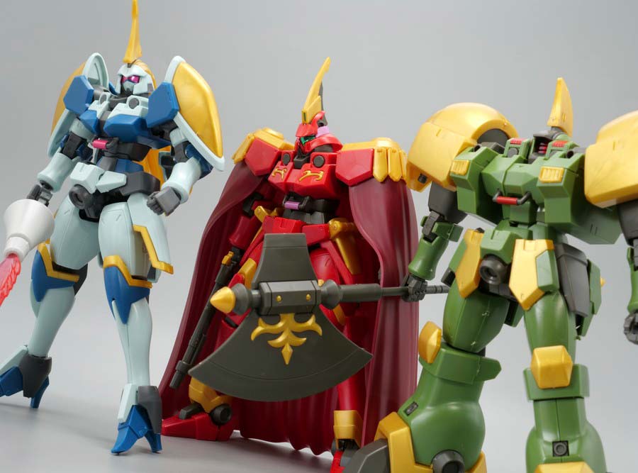 HGレオス、レオール、レオンのガンプラ画像です