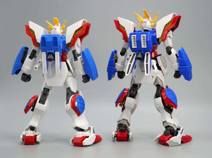 HGFCとRGシャイニングガンダム スーパーモードのガンプラ比較画像です
