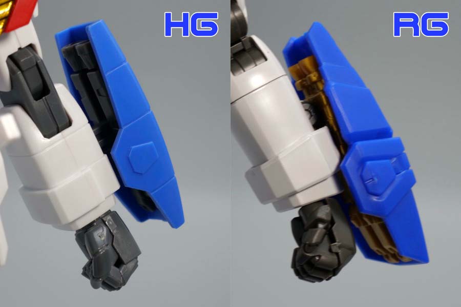 HGFCとRGシャイニングガンダム スーパーモードのガンプラ比較画像です
