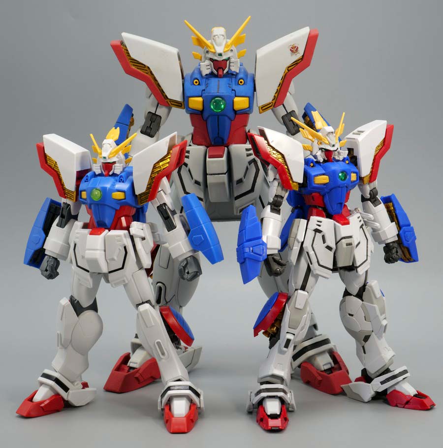 色々なスケールのシャイニングガンダムのガンプラ画像です