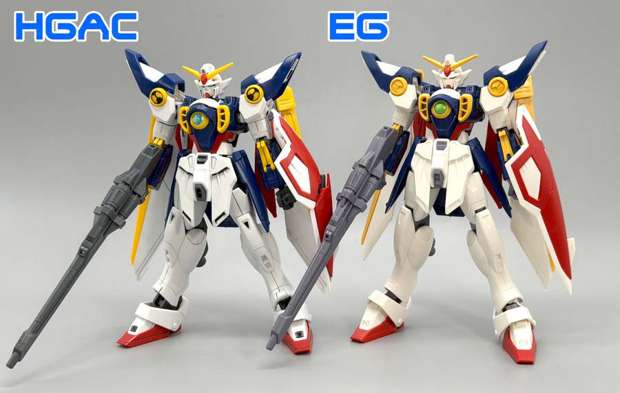 HGとエントリーグレード ウイングガンダムの比較ガンプラ画像です