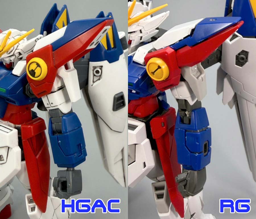 HGとRGのウイングガンダムゼロの比較ガンプラ画像です