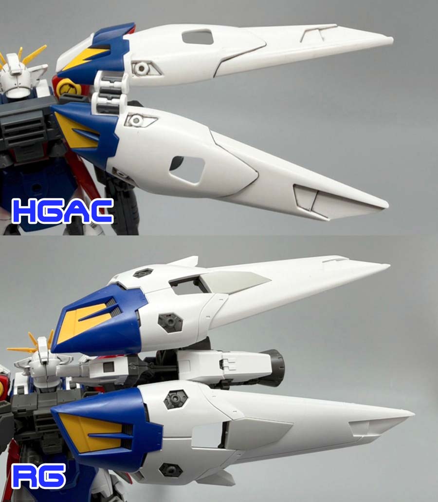 HGとRGのウイングガンダムゼロの比較ガンプラ画像です