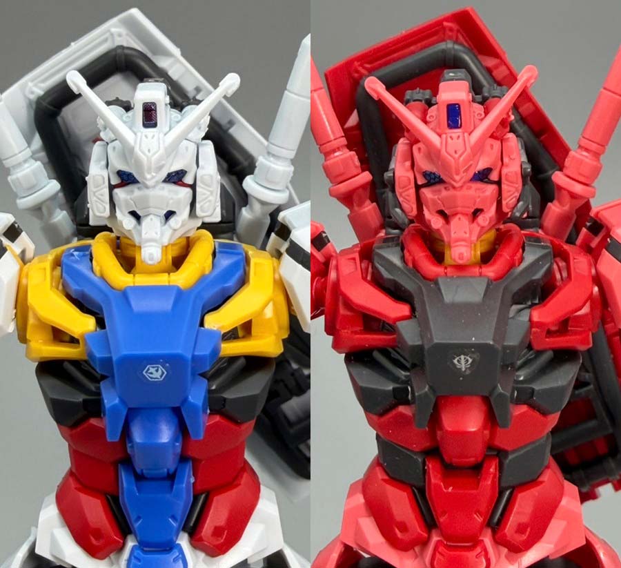 HG白いガンダムと赤いガンダムの比較ガンプラ画像です