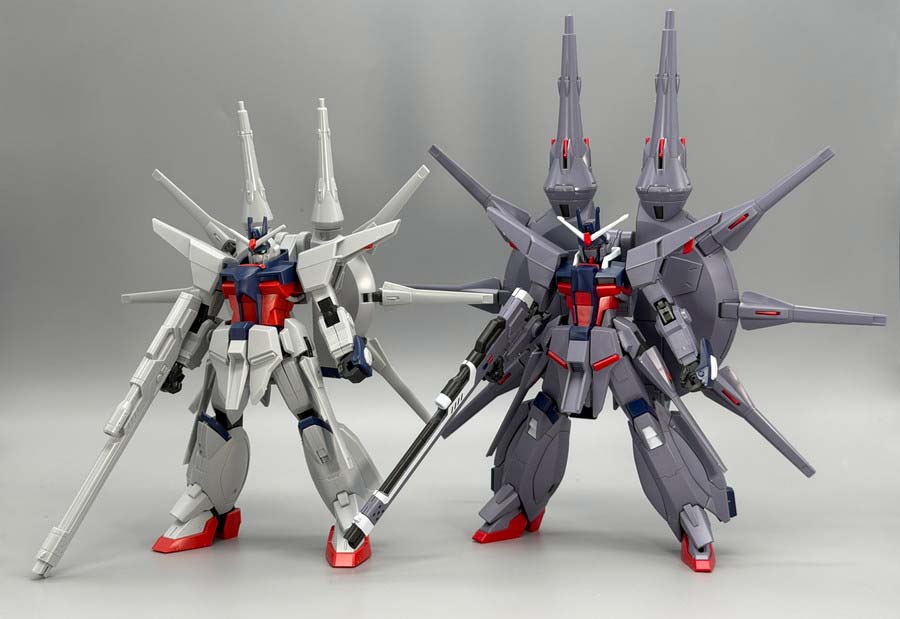 HGレジェンドガンダムの新旧比較ガンプラ画像です