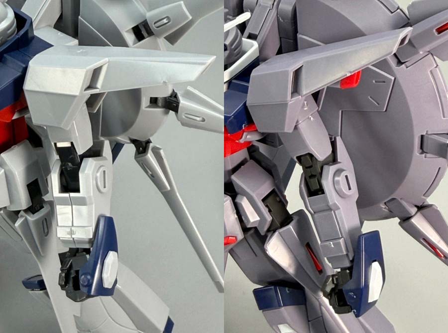 HGレジェンドガンダムの新旧比較ガンプラ画像です