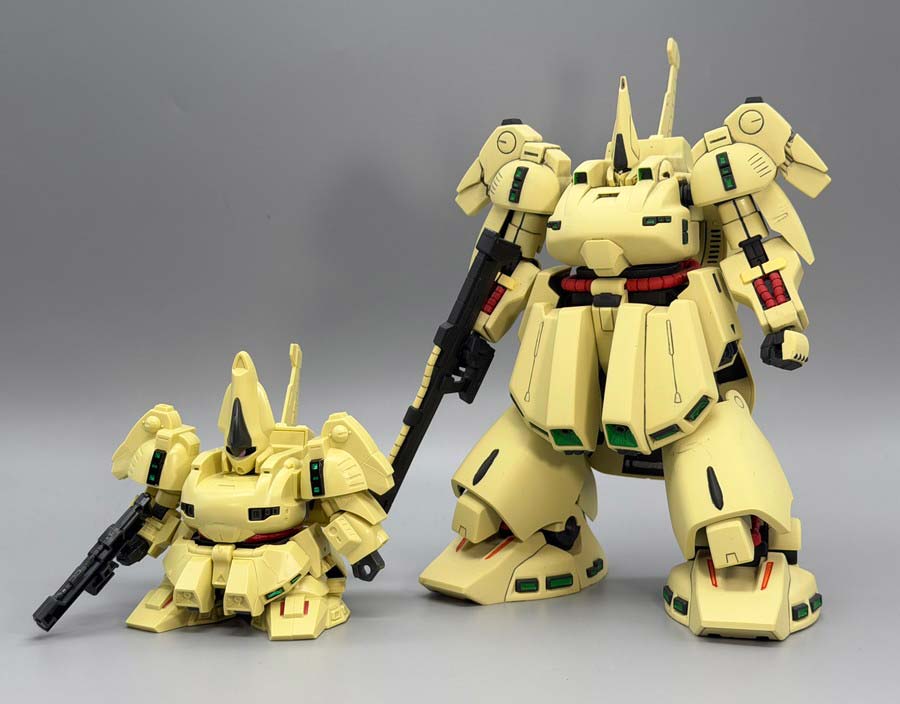 BB戦士とHGUCジ・オの比較ガンプラ画像です